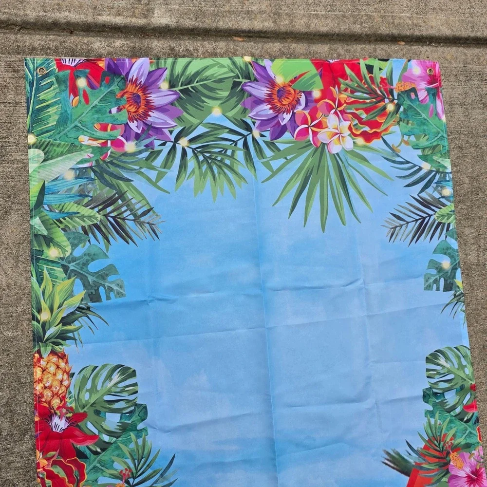 Tropical Luau Beach Party Backdrop Door Banner Surfboard‎ Hibiscus Photo Booth